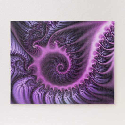 Vivid Abstract Cool Pink Paars Fractal Art Spiral Legpuzzel (Horizontaal)