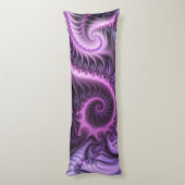 Vivid Abstract Cool Pink Paars Fractal Art Spiral Lichaamskussen (Achterkant (Verticaal))