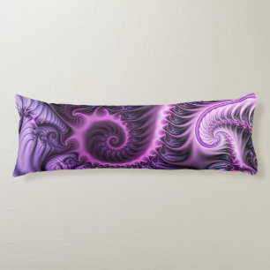 Vivid Abstract Cool Pink Paars Fractal Art Spiral Lichaamskussen