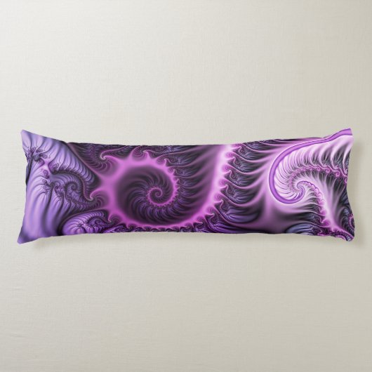 Vivid Abstract Cool Pink Paars Fractal Art Spiral Lichaamskussen (Voorkant)