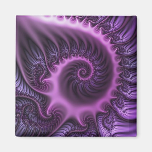 Vivid Abstract Cool Pink Paars Fractal Art Spiral Magneet (Voorkant)