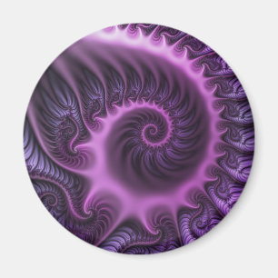 Vivid Abstract Cool Pink Paars Fractal Art Spiral Magneet