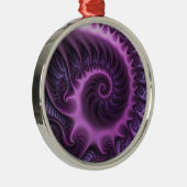 Vivid Abstract Cool Pink Paars Fractal Art Spiral Metalen Ornament (Rechts)