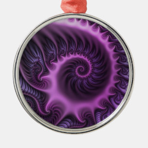 Vivid Abstract Cool Pink Paars Fractal Art Spiral Metalen Ornament