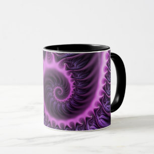 Vivid Abstract Cool Pink Paars Fractal Art Spiral Mok