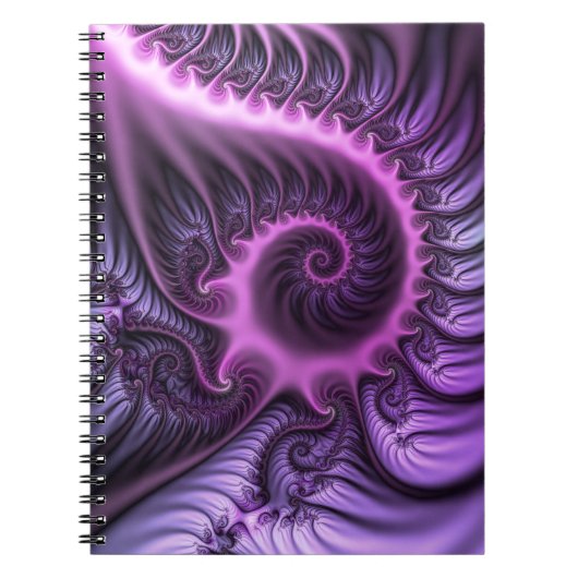 Vivid Abstract Cool Pink Paars Fractal Art Spiral Notitieboek (Voorkant)