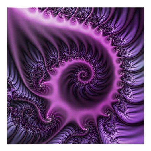 Vivid Abstract Cool Pink Paars Fractal Art Spiral Perfect Poster (Voorkant)