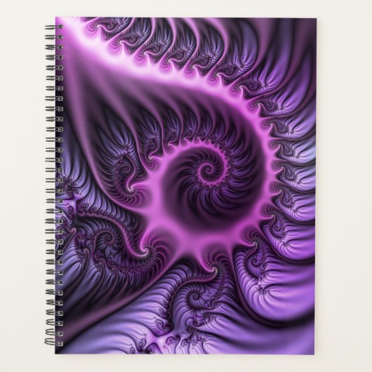 Vivid Abstract Cool Pink Paars Fractal Art Spiral Planner (Voorkant)