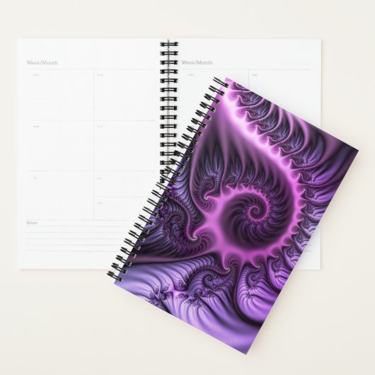 Vivid Abstract Cool Pink Paars Fractal Art Spiral Planner (Display)