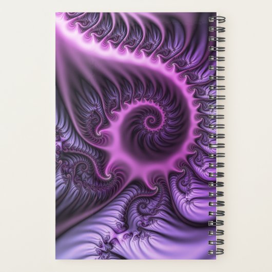 Vivid Abstract Cool Pink Paars Fractal Art Spiral Planner (Achterkant)
