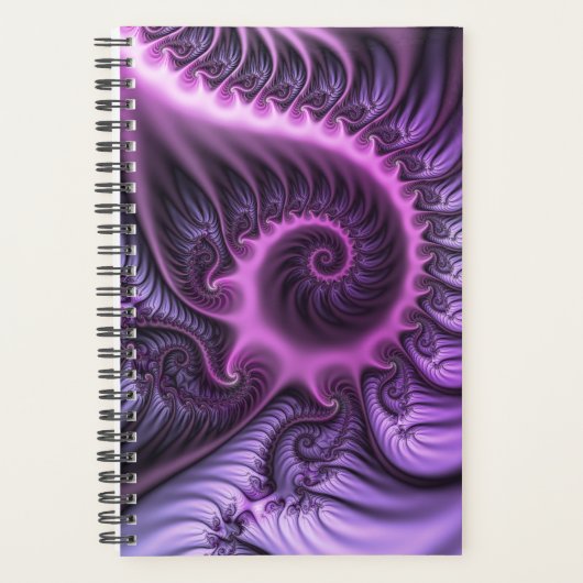 Vivid Abstract Cool Pink Paars Fractal Art Spiral Planner (Voorkant)