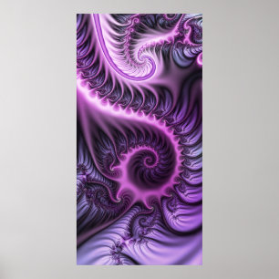 Vivid Abstract Cool Pink Paars Fractal Art Spiral Poster