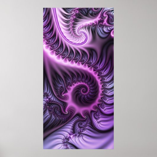 Vivid Abstract Cool Pink Paars Fractal Art Spiral Poster (Voorkant)