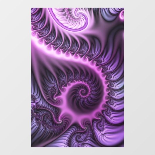 Vivid Abstract Cool Pink Paars Fractal Art Spiral Raamsticker (Vel)