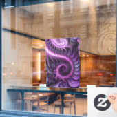 Vivid Abstract Cool Pink Paars Fractal Art Spiral Raamsticker (Cafe Raam)