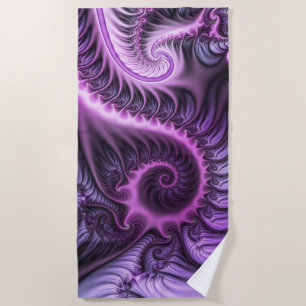 Vivid Abstract Cool Pink Paars Fractal Art Spiral Strandlaken