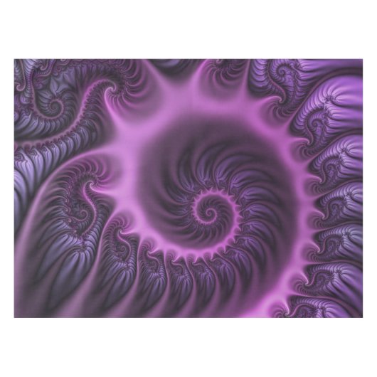 Vivid Abstract Cool Pink Paars Fractal Art Spiral Tafelkleed (Voorkant (Horizontaal))