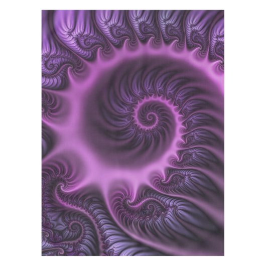 Vivid Abstract Cool Pink Paars Fractal Art Spiral Tafelkleed (Voorkant)
