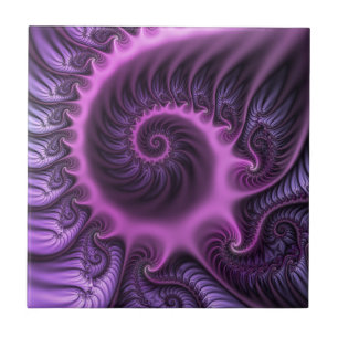 Vivid Abstract Cool Pink Paars Fractal Art Spiral Tegeltje