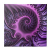 Vivid Abstract Cool Pink Paars Fractal Art Spiral Tegeltje (Voorkant)