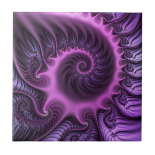 Vivid Abstract Cool Pink Paars Fractal Art Spiral Tegeltje