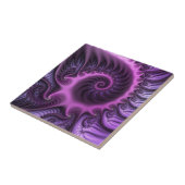 Vivid Abstract Cool Pink Paars Fractal Art Spiral Tegeltje (Zijkant)