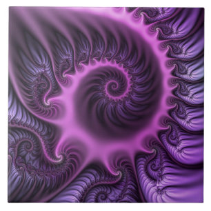 Vivid Abstract Cool Pink Paars Fractal Art Spiral Tegeltje