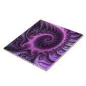 Vivid Abstract Cool Pink Paars Fractal Art Spiral Tegeltje (Zijkant)