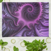 Vivid Abstract Cool Pink Paars Fractal Art Spiral Theedoek (Gevouwen)
