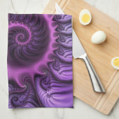 Vivid Abstract Cool Pink Paars Fractal Art Spiral Theedoek (Quarter Fold)