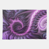 Vivid Abstract Cool Pink Paars Fractal Art Spiral Theedoek (Horizontaal)