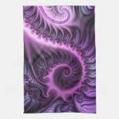 Vivid Abstract Cool Pink Paars Fractal Art Spiral Theedoek (Verticaal)