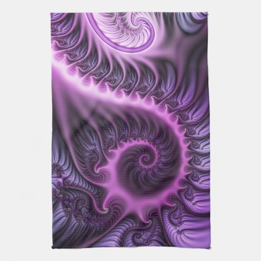 Vivid Abstract Cool Pink Paars Fractal Art Spiral Theedoek (Verticaal)