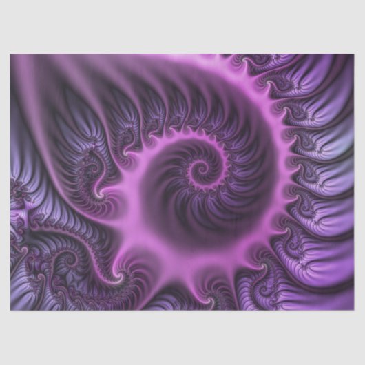 Vivid Abstract Cool Pink Paars Fractal Art Spiral Tissuepapier (Voorkant)
