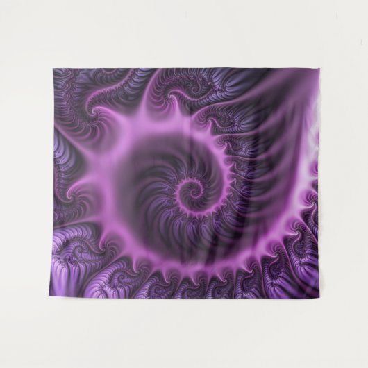 Vivid Abstract Cool Pink Paars Fractal Art Spiral Wandkleed (Voorkant (horizontaal))