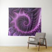 Vivid Abstract Cool Pink Paars Fractal Art Spiral Wandkleed (In Situ (horizontaal))