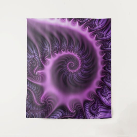 Vivid Abstract Cool Pink Paars Fractal Art Spiral Wandkleed (Voorkant)