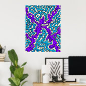 Vivid Abstract Crossroads in Blue & Purple Poster (Thuiskantoor)