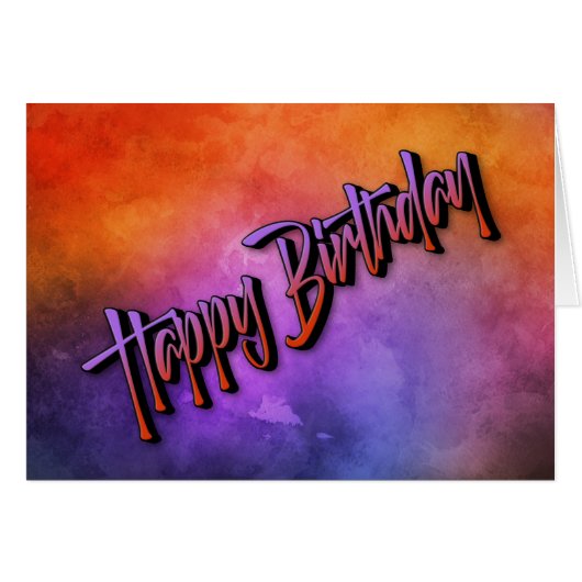 Vivid Abstract Flame Red en Paarse Birthday Kaart (Voorkant Horizontaal)