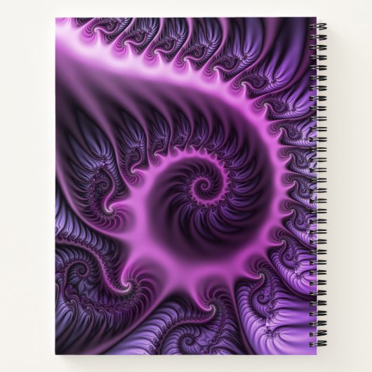 Vivid Abstract Roze Paars Fractal Art Spiral Name Notitieboek (Achterkant)