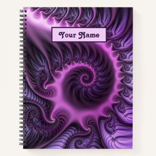 Vivid Abstract Roze Paars Fractal Art Spiral Name Notitieboek