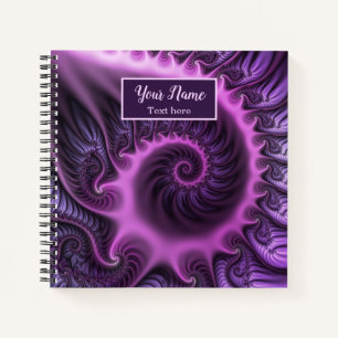 Vivid Abstract Roze Paars Fractal Art Spiral Name Notitieboek
