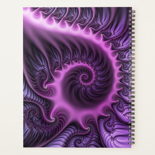 Vivid Abstract Roze Paars Fractal Art Spiral Name Planner (Achterkant)