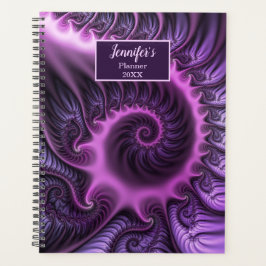 Vivid Abstract Roze Paars Fractal Art Spiral Name Planner