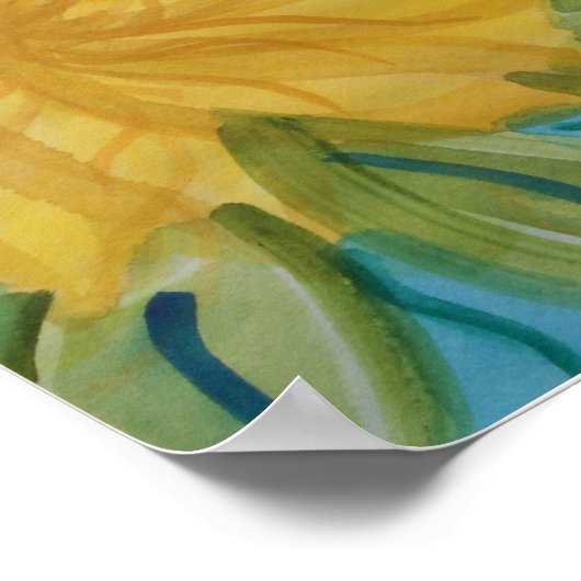 Vivid abstract waterverf gele bloem poster (Hoek)