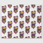 Vivid Amber Crimson Skull and Shroom Cadeaupapier (Vlak)