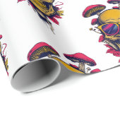 Vivid Amber Crimson Skull and Shroom Cadeaupapier (Rol Hoek)