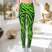 Vivid and Dazzling Lime Green Zebra Stripe Patroon Leggings