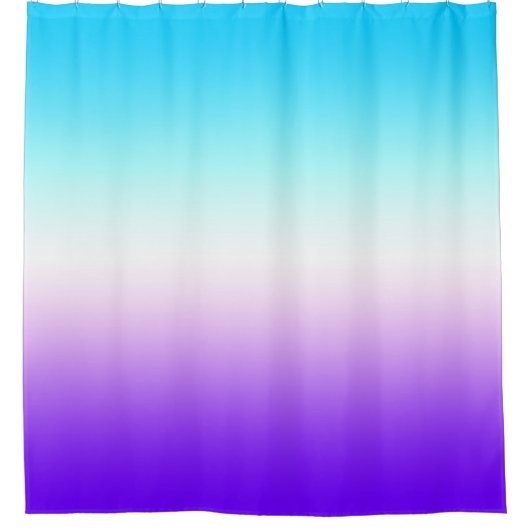 Vivid Aqua Blue White en Indigo Paars Ombre Douchegordijn (Voorkant)