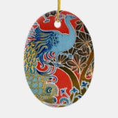 Vivid Art Nouveau Peacock Keramisch Ornament (Voorkant)